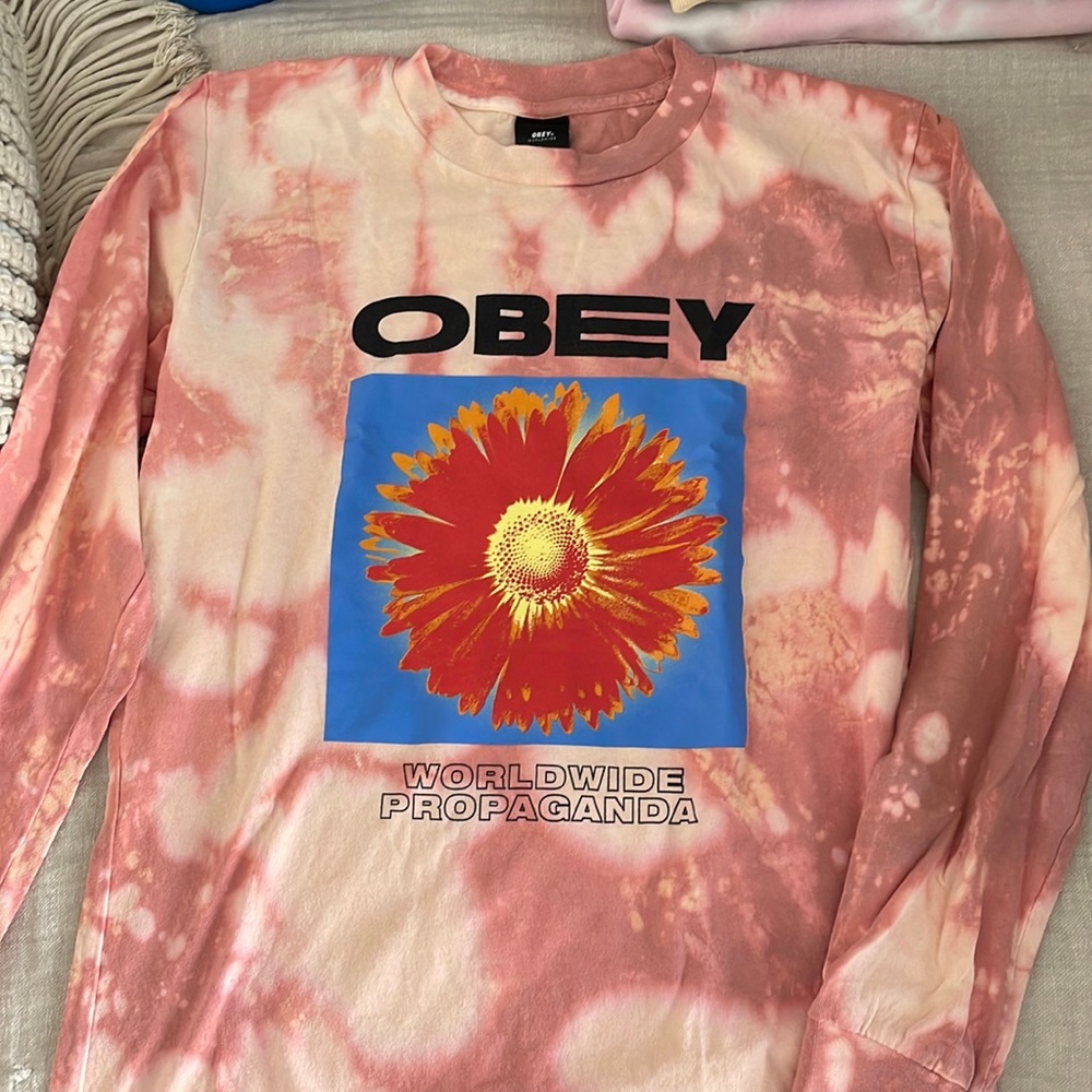 Obey Pink Tie Dye Long Sleeve T-Shirt